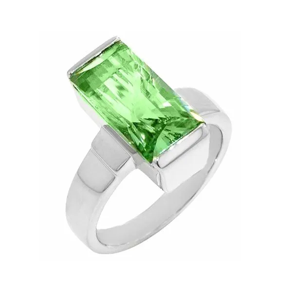 Sterling Silver Green Amethyst Solitaire Ring Erickson Jewelers Iron Mountain, MI