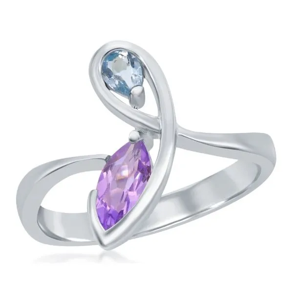 Sterling Silver Amethyst and Blue Topaz Ring Erickson Jewelers Iron Mountain, MI