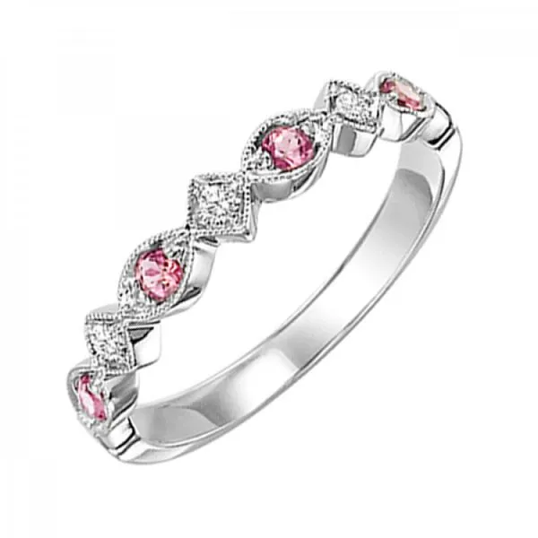 October Birthstone Pink Tourmaline and Diamond Ring Erickson Jewelers Iron Mountain, MI