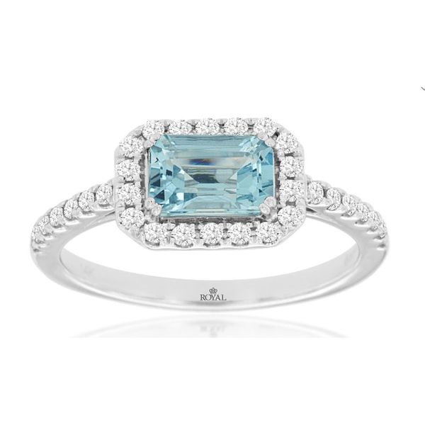 Aquamarine and Diamond Emerald Cut Ring Erickson Jewelers Iron Mountain, MI