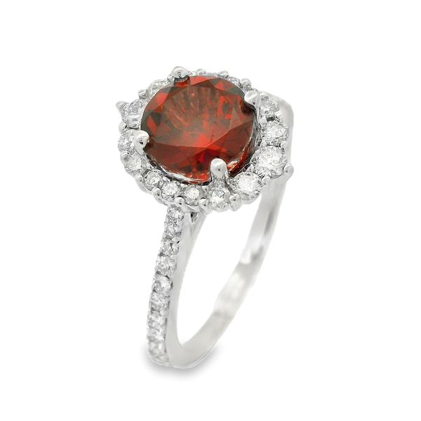Garnet and Diamond Halo Ring Erickson Jewelers Iron Mountain, MI