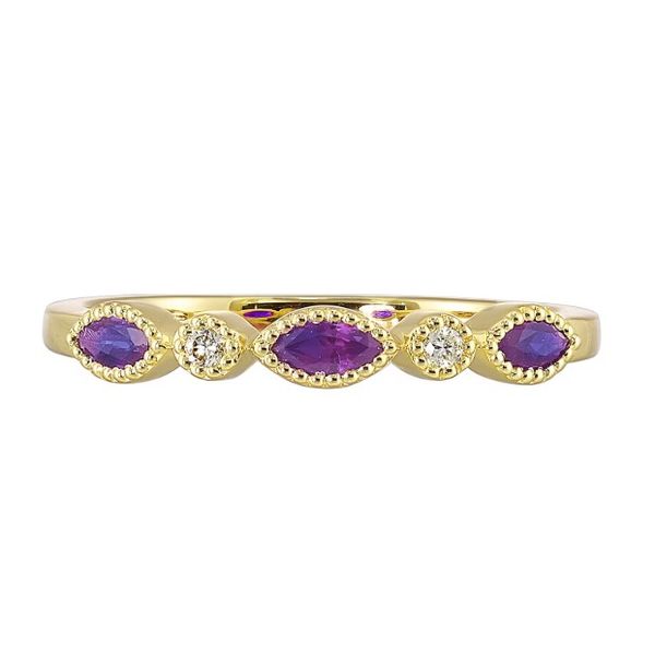 10Kt Yellow Diamond & Synthetic Alexandrite Birthstone Ring Erickson Jewelers Iron Mountain, MI