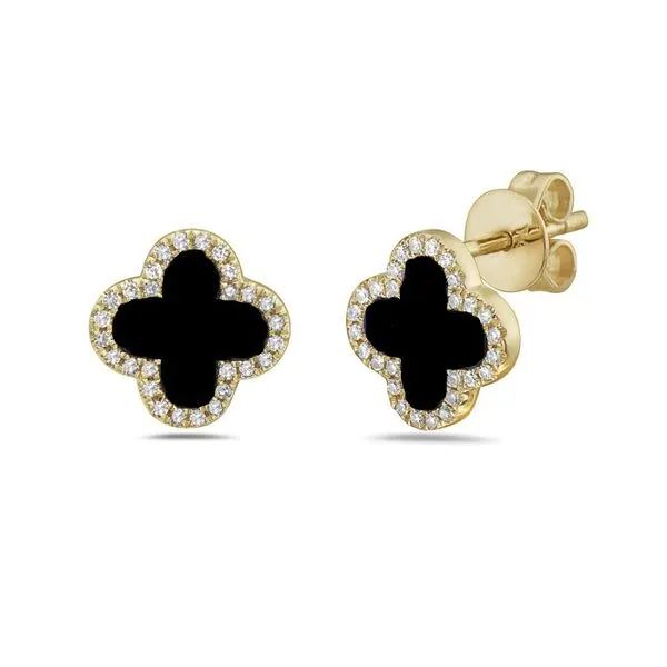 Black Agate and Diamond Earrings Erickson Jewelers Iron Mountain, MI