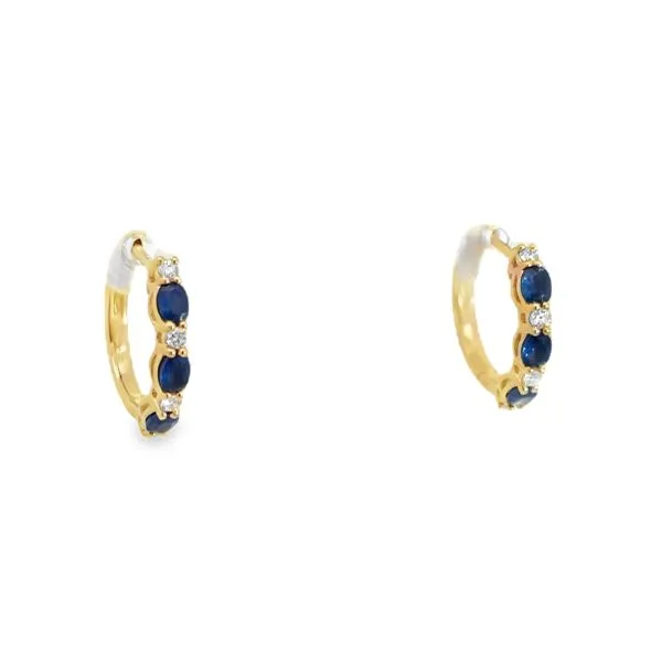 14Kt Yellow Sapphire and Diamond Hoop Earrings Erickson Jewelers Iron Mountain, MI