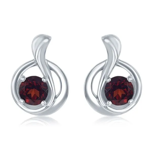 Sterling Silver Garnet Drop Stud Earrings Erickson Jewelers Iron Mountain, MI