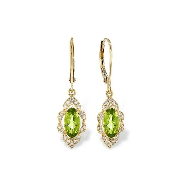 14Kt Yellow Gold Peridot Drop Earrings Erickson Jewelers Iron Mountain, MI