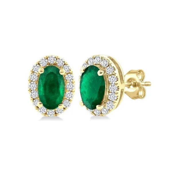 Emerald and Diamond Stud Earrings Erickson Jewelers Iron Mountain, MI