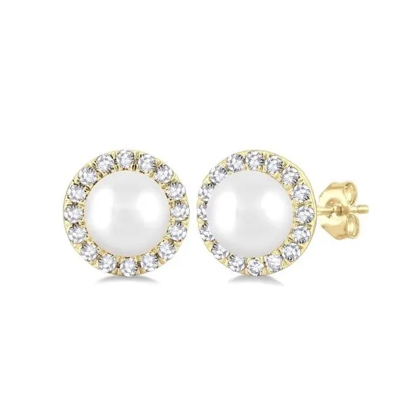 Pearl and Diamond Stud Earrings Erickson Jewelers Iron Mountain, MI