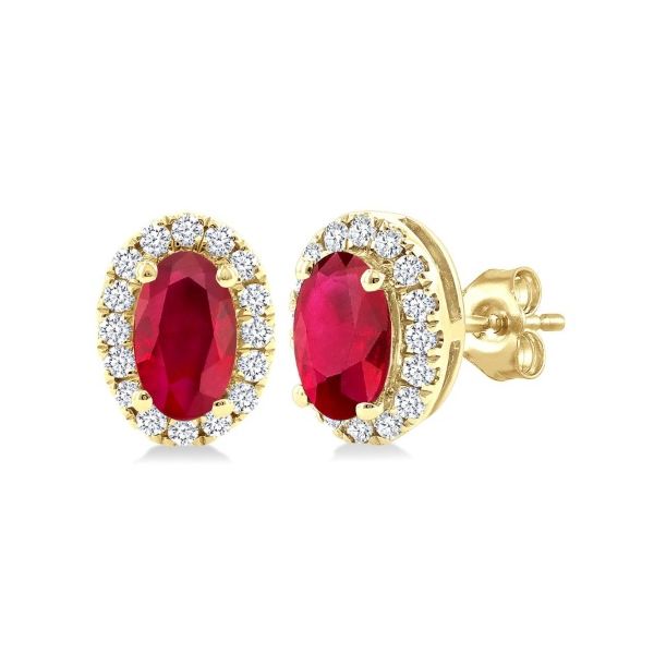 Ruby and Diamond Stud Earrings Erickson Jewelers Iron Mountain, MI