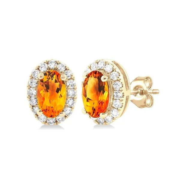 Citrine and Diamond Stud Earrings Erickson Jewelers Iron Mountain, MI