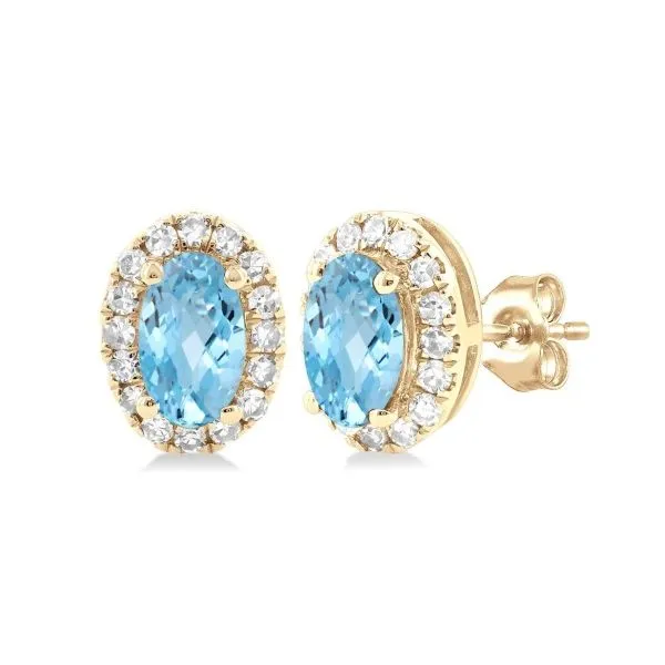 Aquamarine and Diamond Stud Earrings Erickson Jewelers Iron Mountain, MI