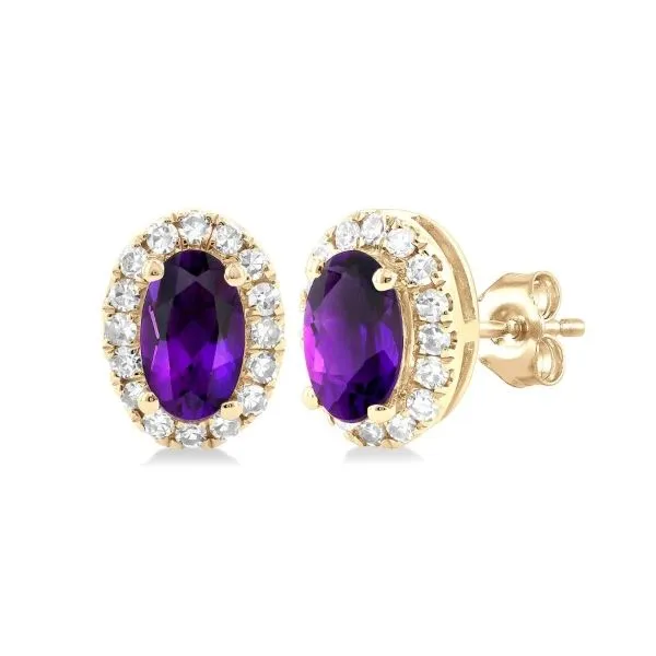 Amethyst and Diamond Stud Earrings Erickson Jewelers Iron Mountain, MI
