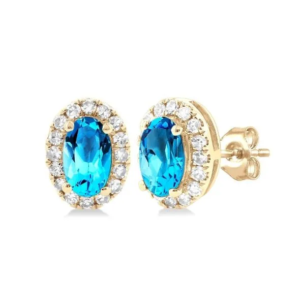 Blue Topaz and Diamond Stud Earrings Erickson Jewelers Iron Mountain, MI