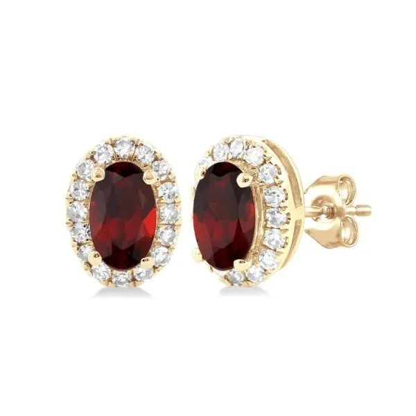 Garnet and Diamond Stud Earrings Erickson Jewelers Iron Mountain, MI