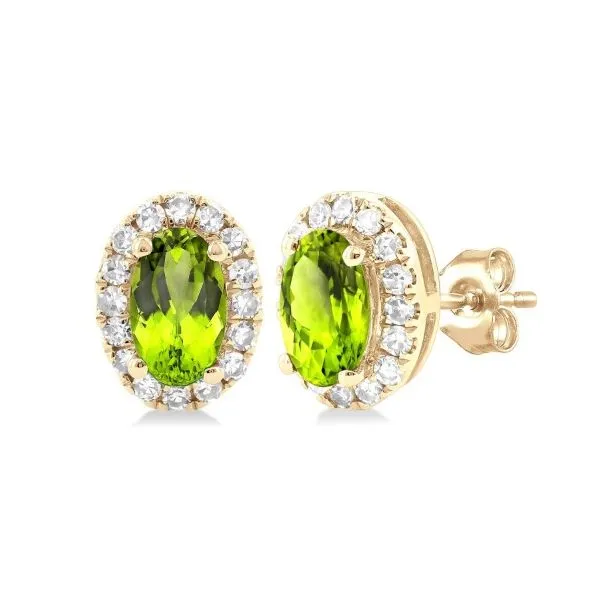 Peridot and Diamond Stud Earrings Erickson Jewelers Iron Mountain, MI