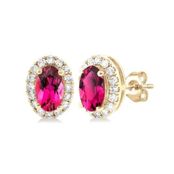 Pink Tourmaline and Diamond Stud Earrings Erickson Jewelers Iron Mountain, MI