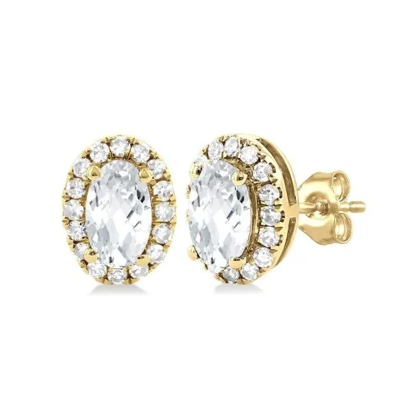 White Topaz and Diamond Stud Earrings Erickson Jewelers Iron Mountain, MI