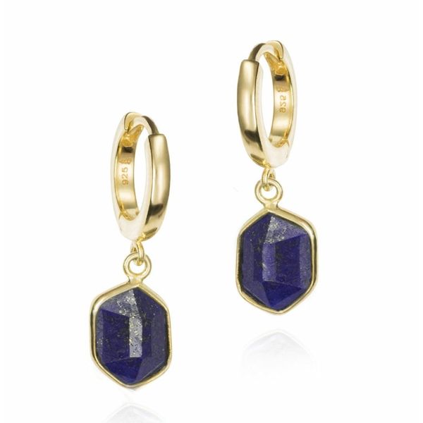 Sterling Silver Lapis Lazuli Drop Hoop Earrings Erickson Jewelers Iron Mountain, MI