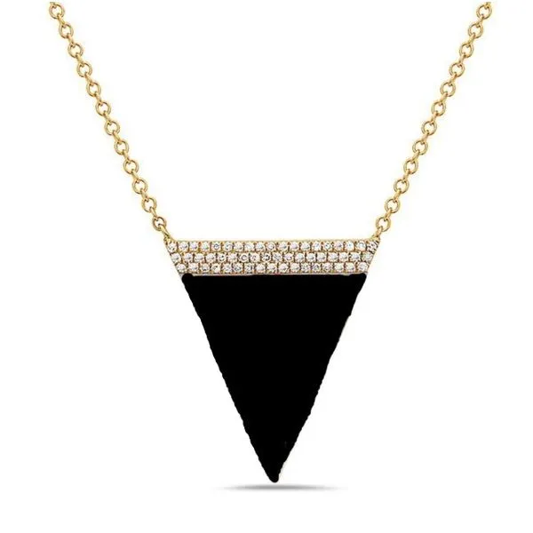 14Kt Yellow Gold Black Agate and Diamond Necklace Erickson Jewelers Iron Mountain, MI