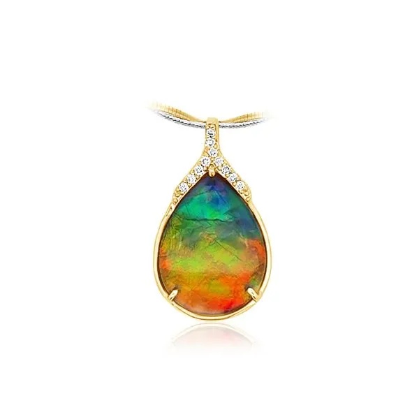 Ammolite and Diamond Pendant Erickson Jewelers Iron Mountain, MI