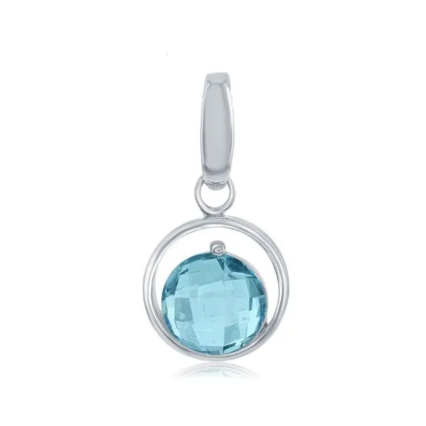 Sterling Silver Blue Topaz Circle Pendant Erickson Jewelers Iron Mountain, MI