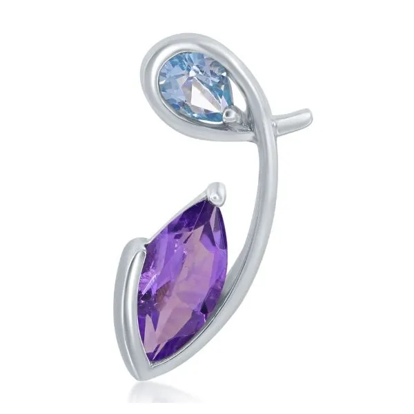 Sterling Silver Amethyst and Blue Topaz Pendant Erickson Jewelers Iron Mountain, MI