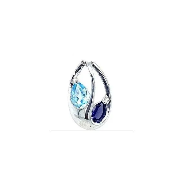 Sterling Silver Blue Topaz and Iolite Pendant Erickson Jewelers Iron Mountain, MI
