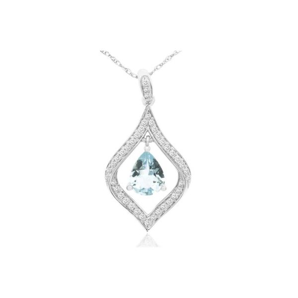 Aquamarine and Diamond Open Style Pendant Necklace Erickson Jewelers Iron Mountain, MI