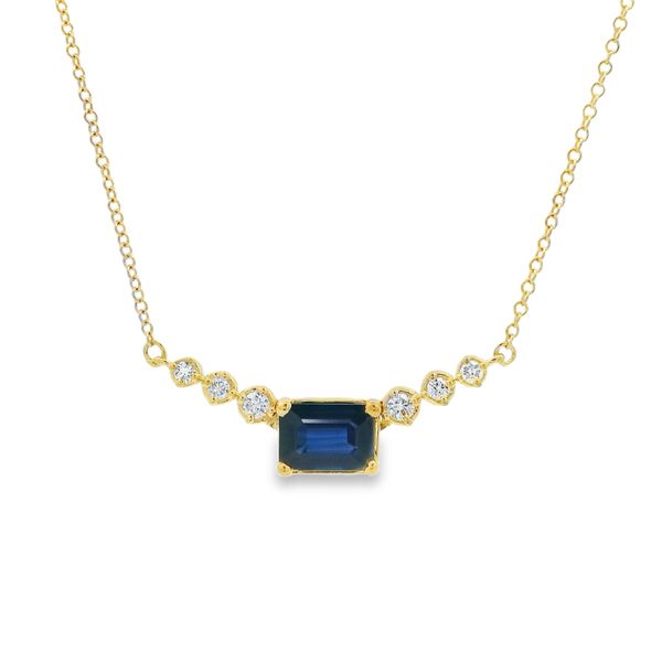 Sapphire and Diamond Bar Style Pendant Necklace Erickson Jewelers Iron Mountain, MI