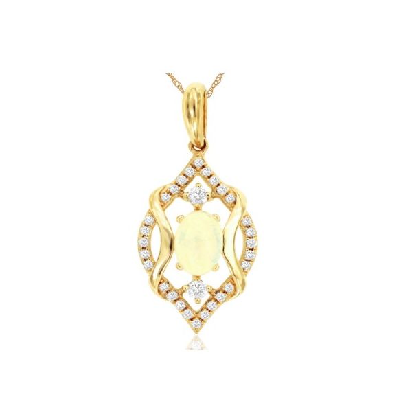 Opal and Diamond Detailed Pendant Necklace Erickson Jewelers Iron Mountain, MI