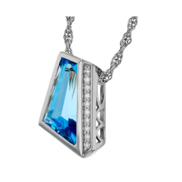 BLUE TOPAZ AND DIAMOND NECKLACE Erickson Jewelers Iron Mountain, MI