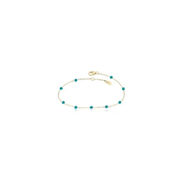 14K Yellow Gold Turquoise Bead Bracelet Erickson Jewelers Iron Mountain, MI