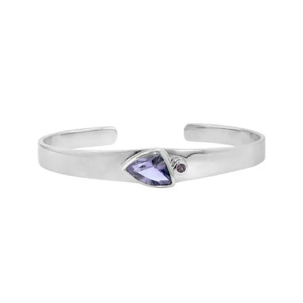Sterling Silver Amethyst and Rhodolite Garnet Bangle Bracelet Erickson Jewelers Iron Mountain, MI