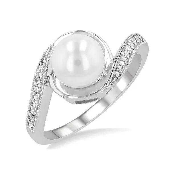 Sterling Silver Pearl and Diamond Ring Erickson Jewelers Iron Mountain, MI