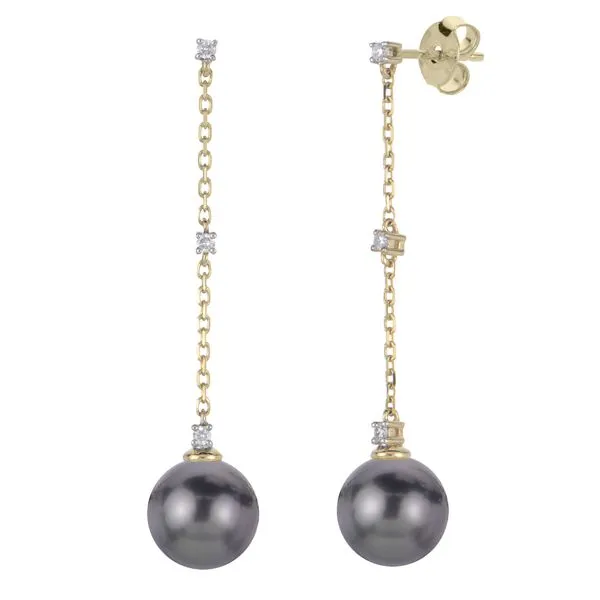 14Kt Yellow Pearl and Diamond Earrings Erickson Jewelers Iron Mountain, MI