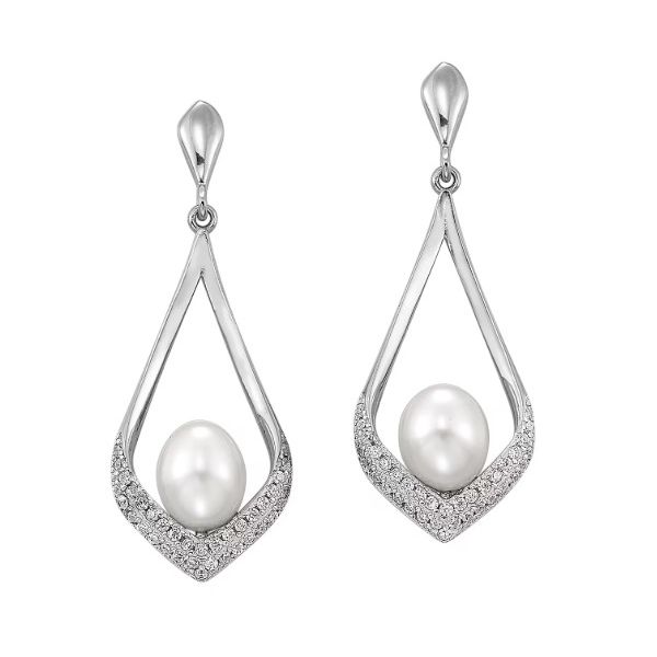 Sterling Silver Pearl Teardrop Earrings Erickson Jewelers Iron Mountain, MI