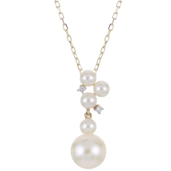 14K Yellow Gold Clustery Freshwater Pearl and Diamond Necklace Erickson Jewelers Iron Mountain, MI