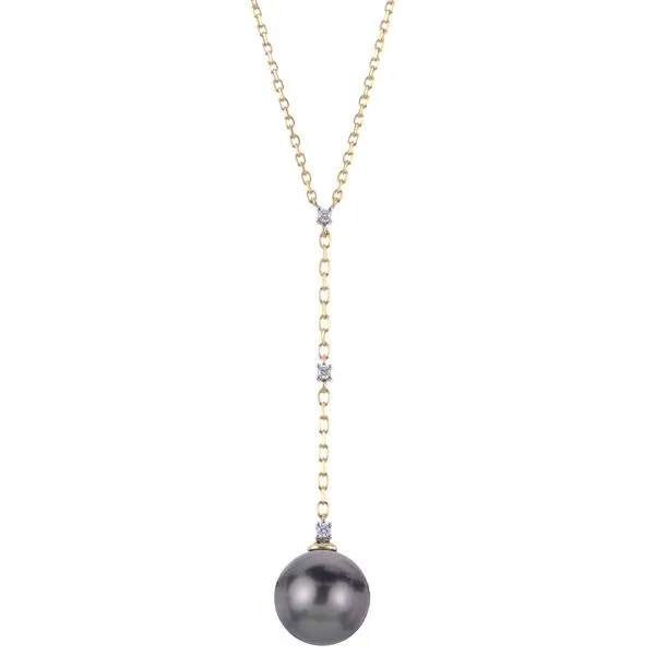 14K Yellow Gold Tahitian Pearl and Diamond Necklace Erickson Jewelers Iron Mountain, MI