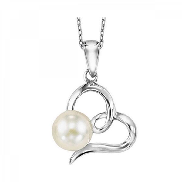 Sterling Silver Pearl Heart Necklace Erickson Jewelers Iron Mountain, MI