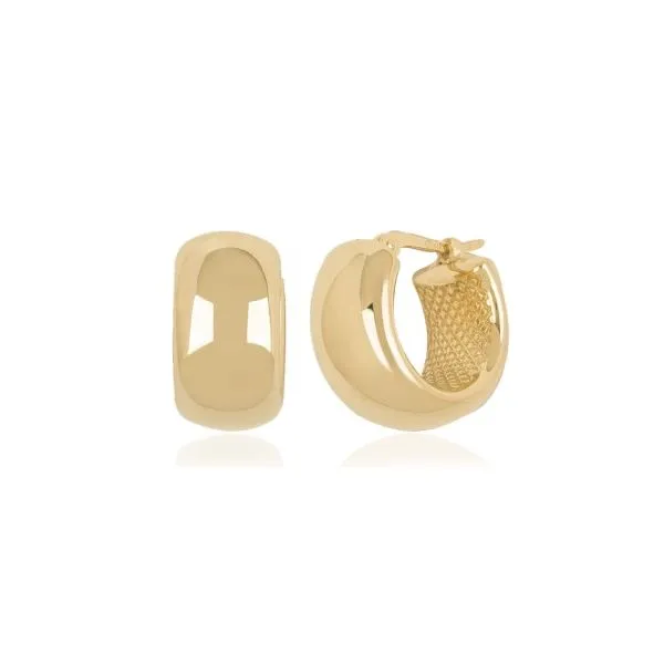 14K Yellow Gold Wide Hoop Earrings Erickson Jewelers Iron Mountain, MI