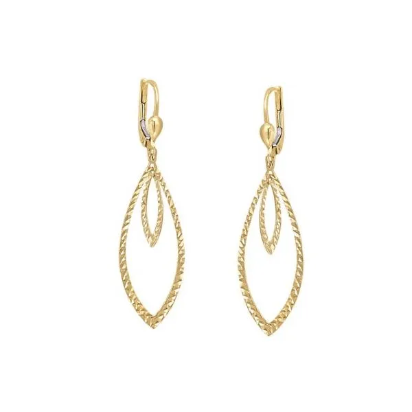 14Kt Yellow Gold Double Marquise Shaped Drop Leverback Earrings Erickson Jewelers Iron Mountain, MI