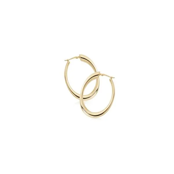 14K Yellow Gold Oval Snapdown Hoop Earrings Erickson Jewelers Iron Mountain, MI