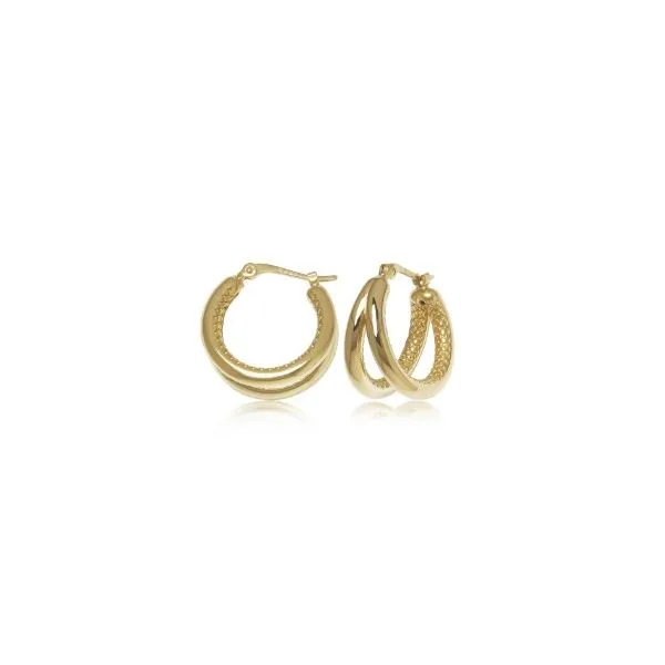 14K Yellow Gold Small Double Tube Hoop Earrings Erickson Jewelers Iron Mountain, MI