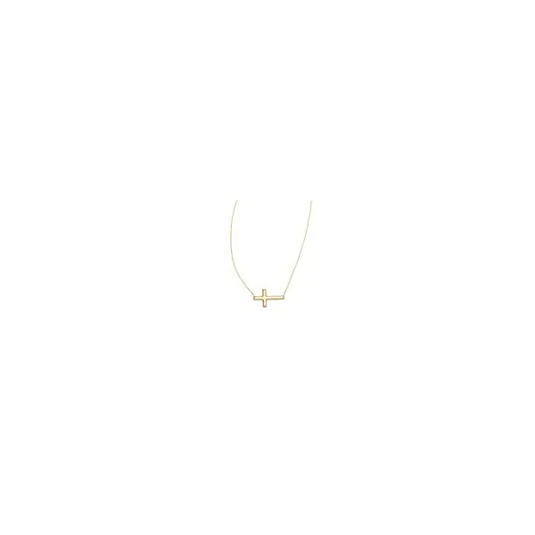 14KT YELLOW GOLD  SIDEWAYS CROSS NECKLACE Erickson Jewelers Iron Mountain, MI