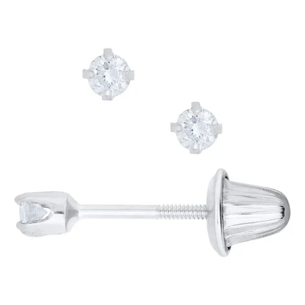 14K White Gold Diamond Stud Baby Earrings Erickson Jewelers Iron Mountain, MI