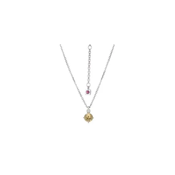 Sterling Silver Citrine and Lab Grown Diamond Pendant Necklace Erickson Jewelers Iron Mountain, MI