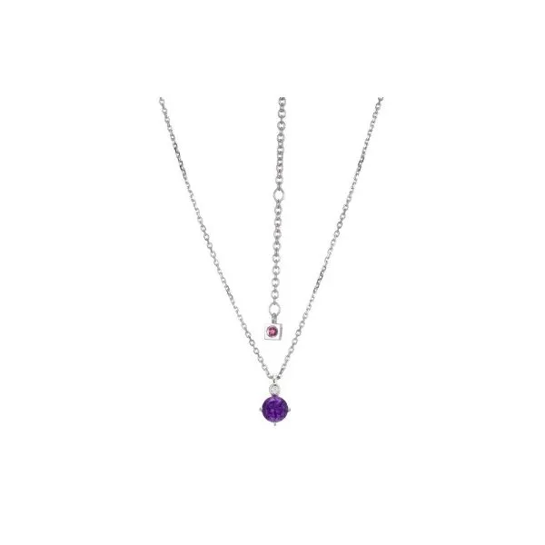 Sterling Silver Amethyst and Diamond Pendant Necklace Erickson Jewelers Iron Mountain, MI