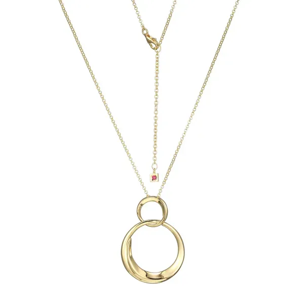 Sterling Silver Yellow Gold Plated Double Circle Necklace Erickson Jewelers Iron Mountain, MI