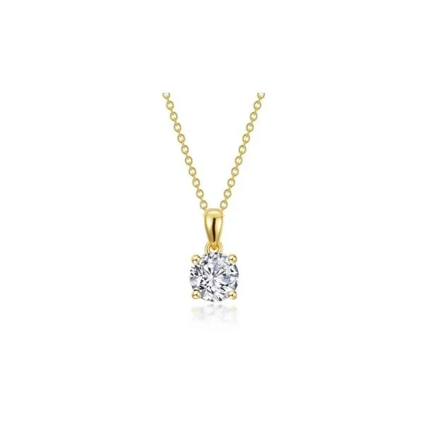 Sterling Silver with Yellow Gold Plating Solitaire Pendant Necklace Erickson Jewelers Iron Mountain, MI