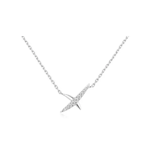 Sterling Silver Cubic Zirconia Kiss Necklace Erickson Jewelers Iron Mountain, MI